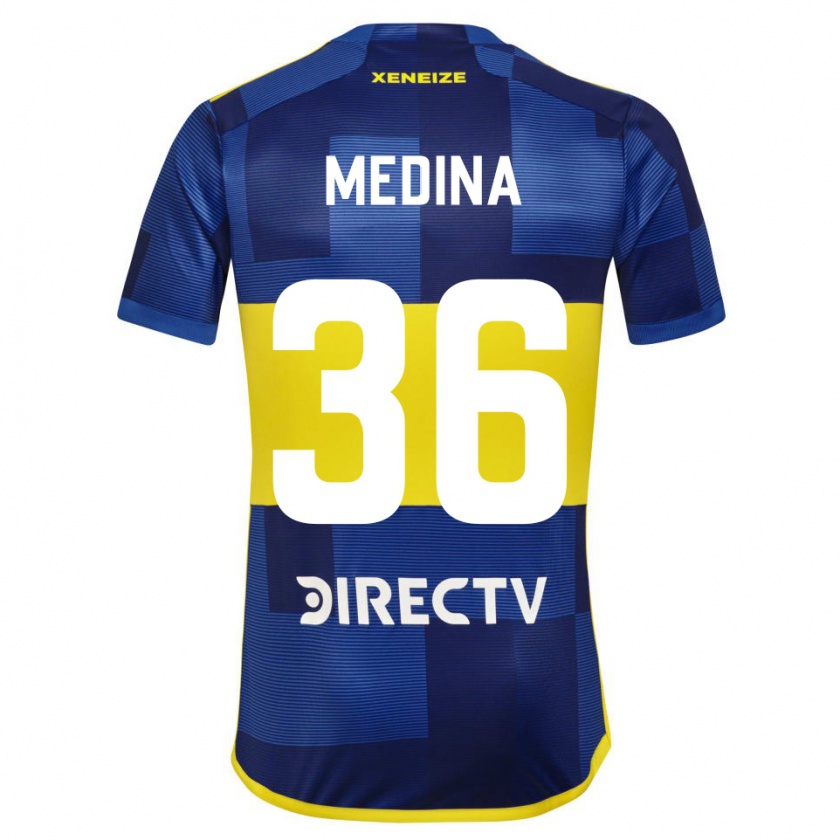 Kandiny Hombre Camiseta Cristian Medina #36 Azul Oscuro Amarillo 1ª Equipación 2023/24 La Camisa Chile