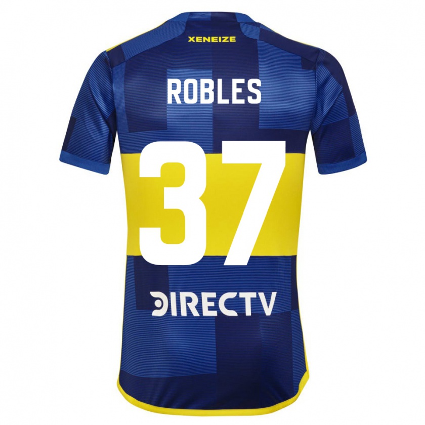 Kandiny Hombre Camiseta Sebastián Díaz Robles #37 Azul Oscuro Amarillo 1ª Equipación 2023/24 La Camisa Chile