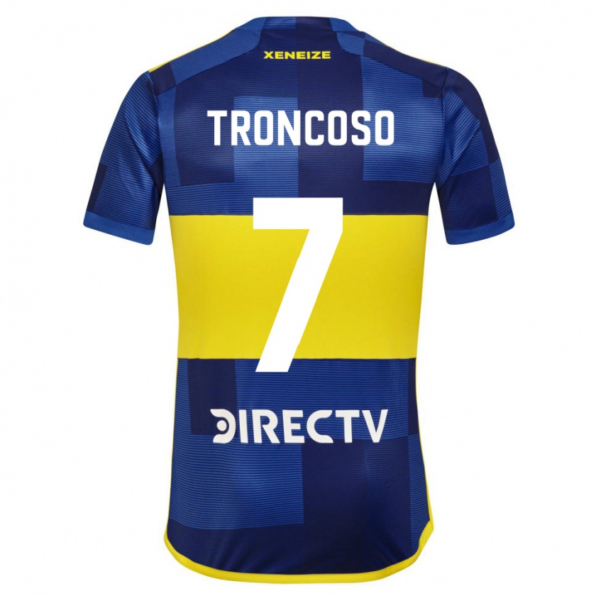 Kandiny Hombre Camiseta Carolina Troncoso #7 Azul Oscuro Amarillo 1ª Equipación 2023/24 La Camisa Chile