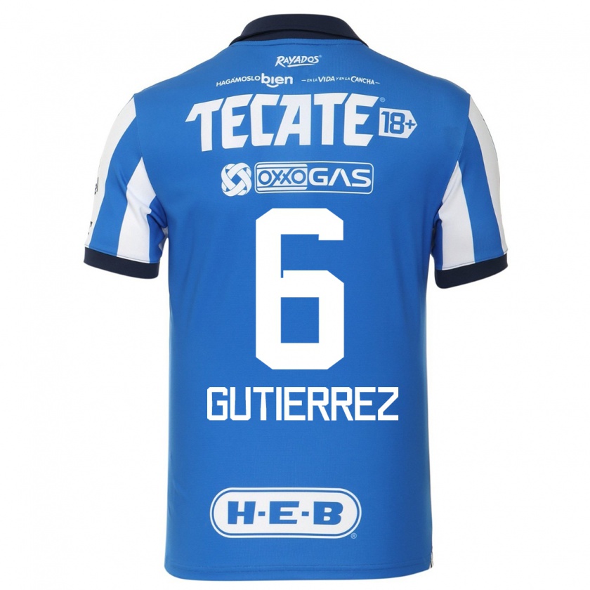 Kandiny Hombre Camiseta Édson Gutiérrez #6 Azul Blanco 1ª Equipación 2023/24 La Camisa Chile