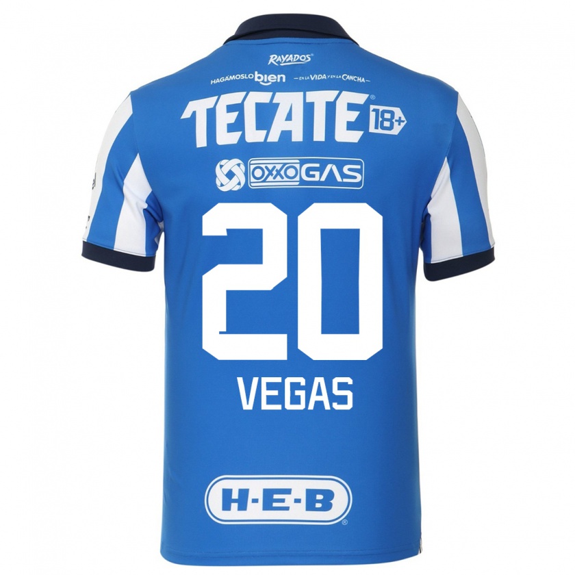 Kandiny Hombre Camiseta Sebastián Vegas #20 Azul Blanco 1ª Equipación 2023/24 La Camisa Chile