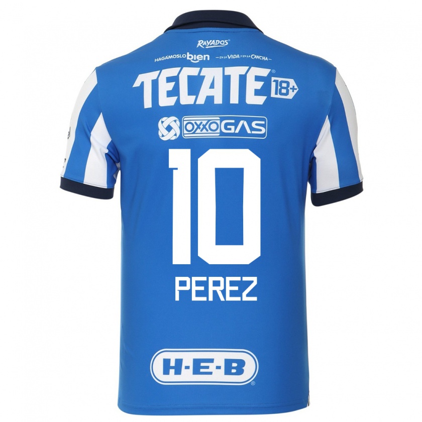 Kandiny Hombre Camiseta Nicole Perez #10 Azul Blanco 1ª Equipación 2023/24 La Camisa Chile