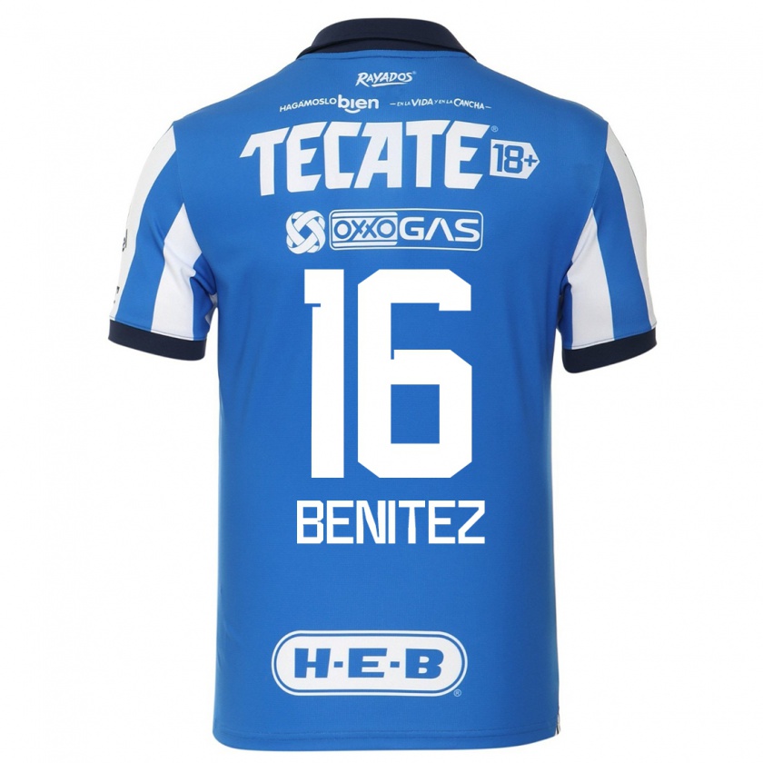 Kandiny Hombre Camiseta Xanic Benitez #16 Azul Blanco 1ª Equipación 2023/24 La Camisa Chile