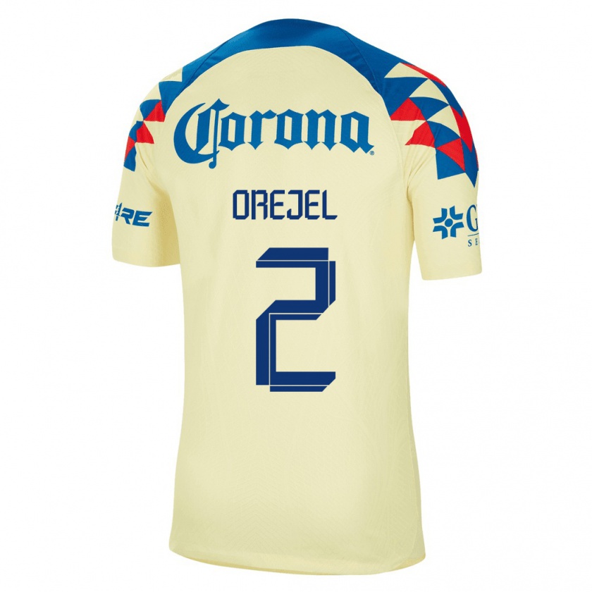 Kandiny Hombre Camiseta Jocelyn Orejel #2 Amarillo 1ª Equipación 2023/24 La Camisa Chile
