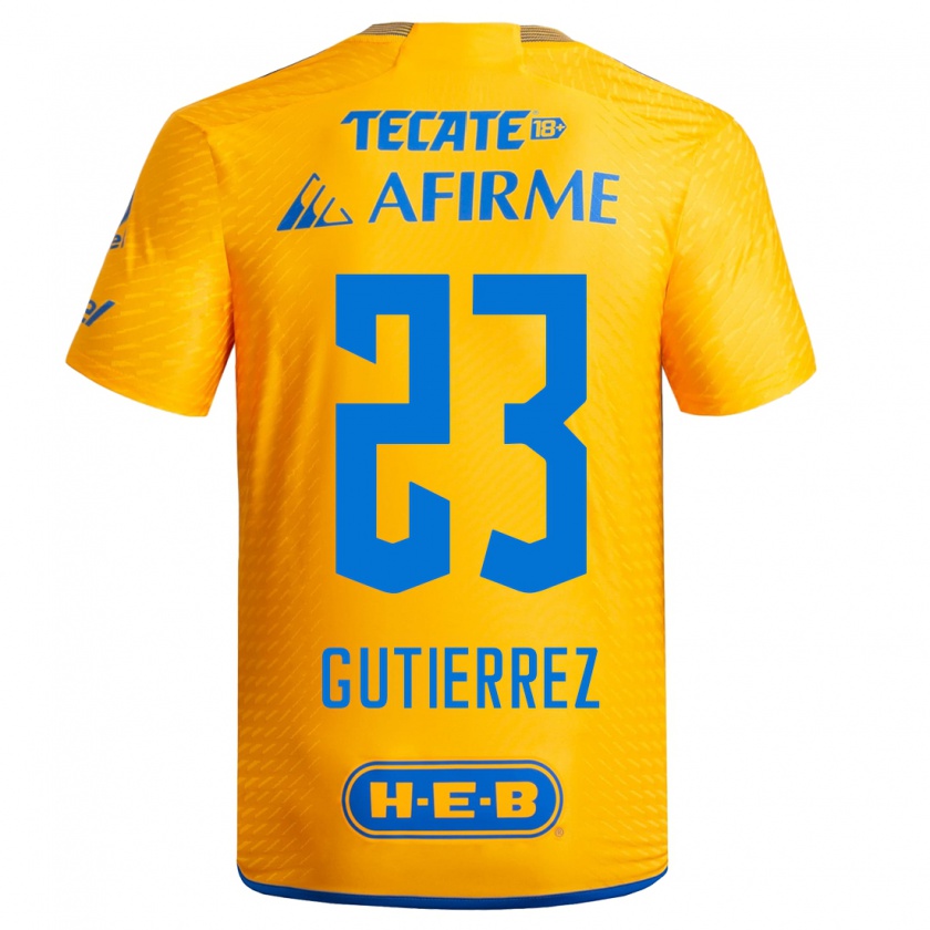 Kandiny Hombre Camiseta Jana Gutierrez #23 Amarillo 1ª Equipación 2023/24 La Camisa Chile