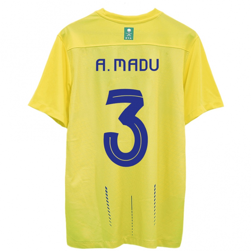Kandiny Hombre Camiseta Abdullah Madu #3 Amarillo 1ª Equipación 2023/24 La Camisa Chile