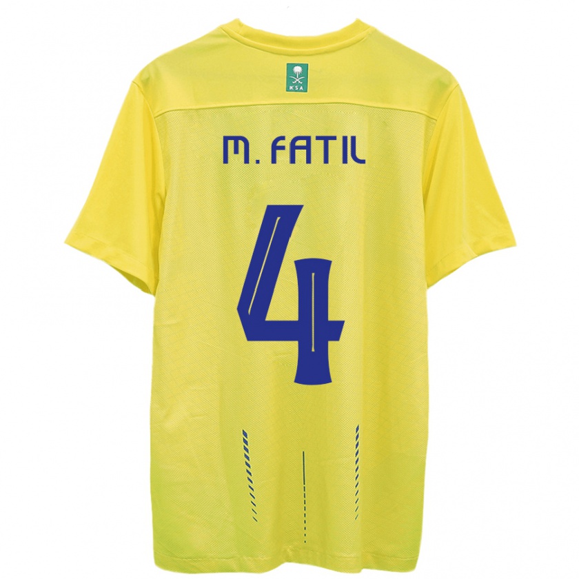 Kandiny Hombre Camiseta Mohammed Al-Fatil #4 Amarillo 1ª Equipación 2023/24 La Camisa Chile