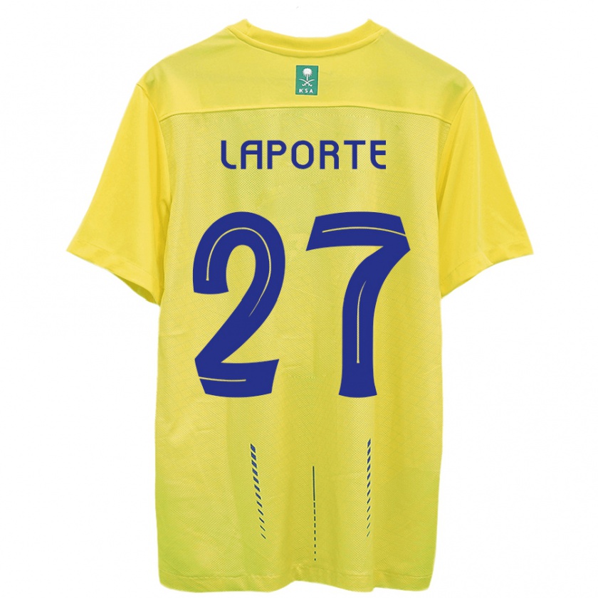 Kandiny Hombre Camiseta Aymeric Laporte #27 Amarillo 1ª Equipación 2023/24 La Camisa Chile