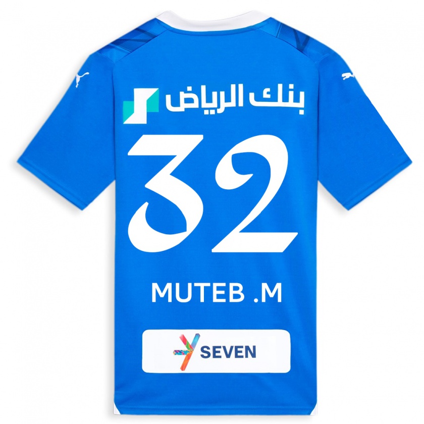 Kandiny Hombre Camiseta Muteb Al-Mufarrij #32 Azul 1ª Equipación 2023/24 La Camisa Chile