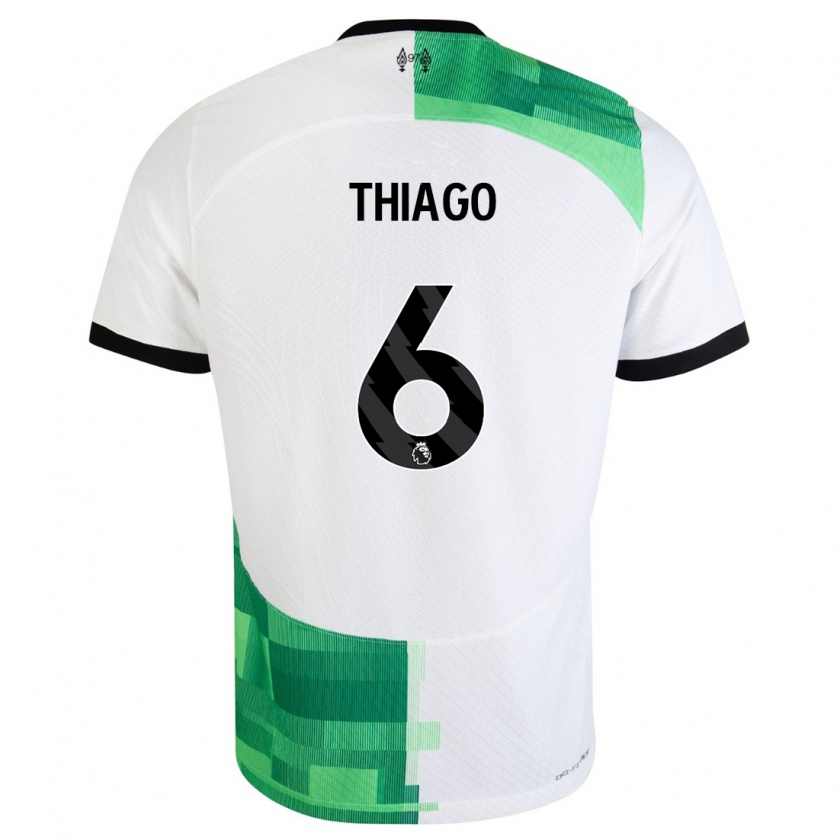 Kandiny Hombre Camiseta Thiago #6 Blanco Verde 2ª Equipación 2023/24 La Camisa Chile