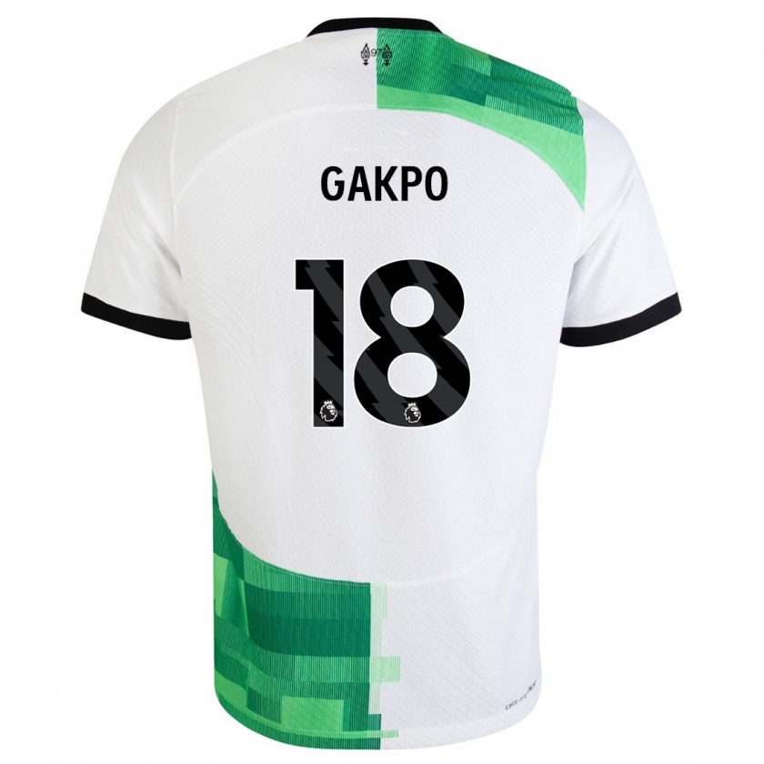 Kandiny Hombre Camiseta Cody Gakpo #18 Blanco Verde 2ª Equipación 2023/24 La Camisa Chile