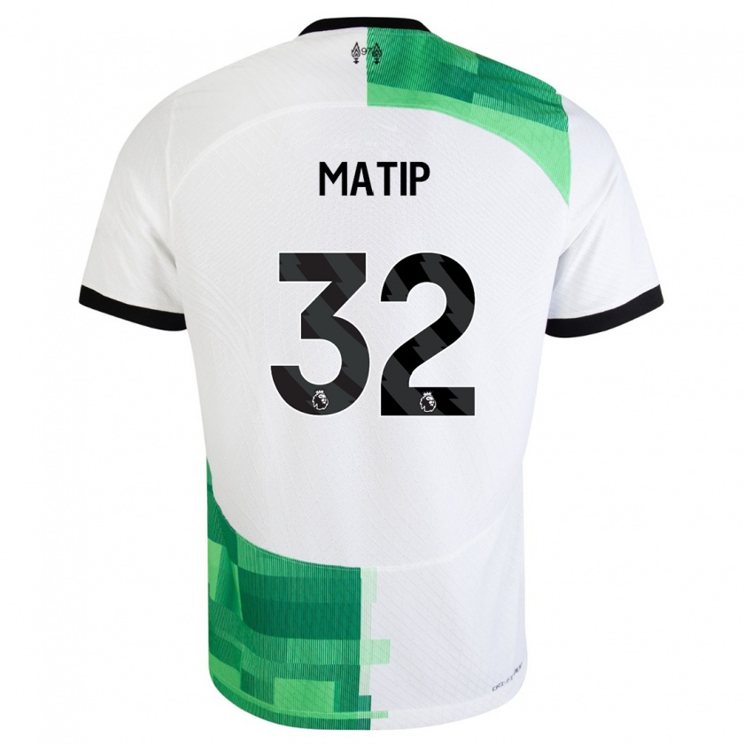 Kandiny Hombre Camiseta Joel Matip #32 Blanco Verde 2ª Equipación 2023/24 La Camisa Chile