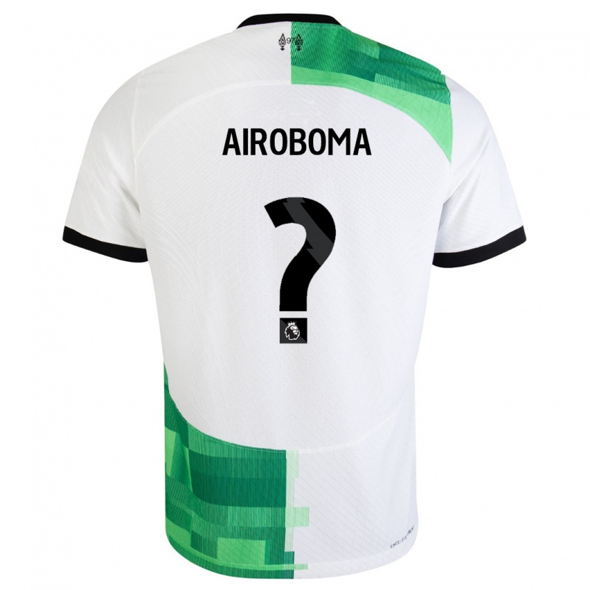 Kandiny Hombre Camiseta Emmanuel Airoboma #0 Blanco Verde 2ª Equipación 2023/24 La Camisa Chile