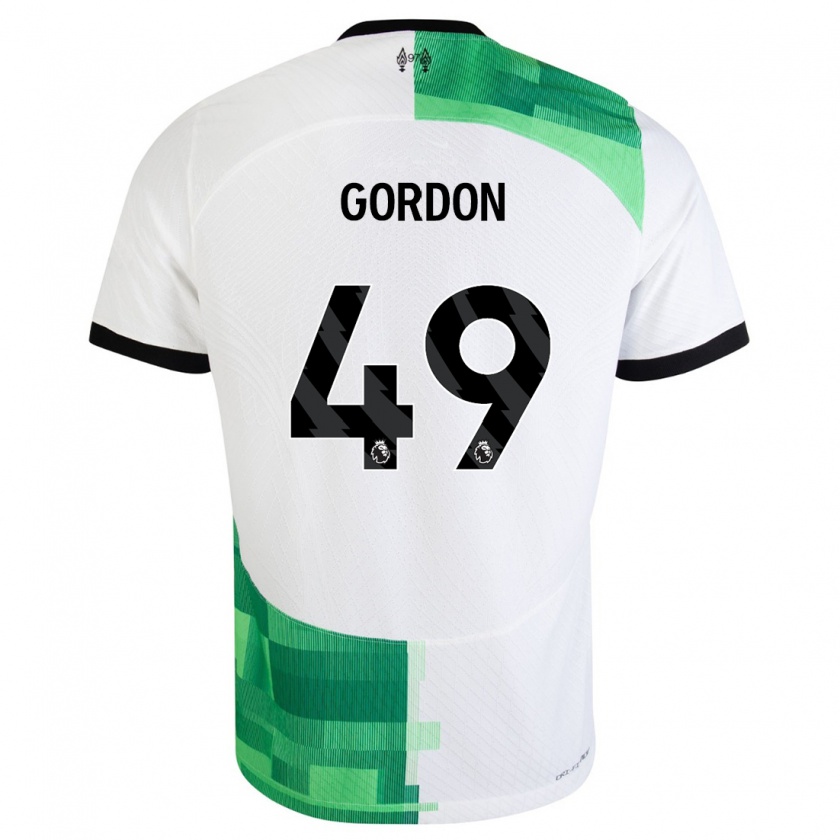 Kandiny Hombre Camiseta Kaide Gordon #49 Blanco Verde 2ª Equipación 2023/24 La Camisa Chile