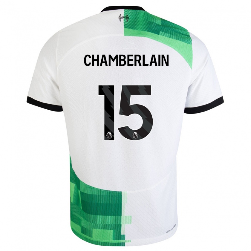 Kandiny Hombre Camiseta Alex Oxlade Chamberlain #15 Blanco Verde 2ª Equipación 2023/24 La Camisa Chile
