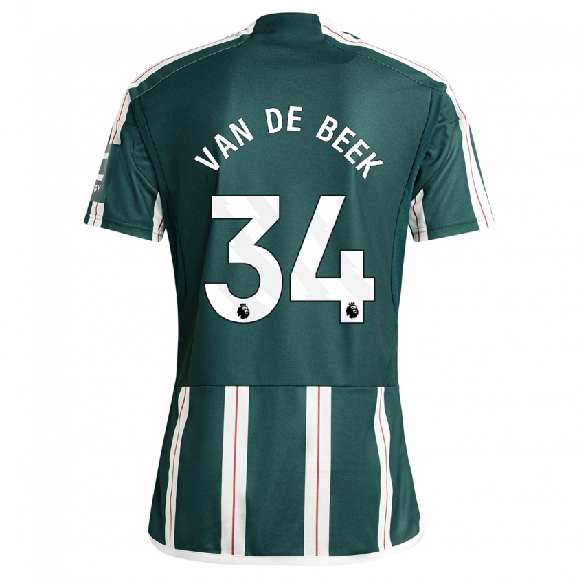 Kandiny Hombre Camiseta Donny Van De Beek #34 Verde Oscuro 2ª Equipación 2023/24 La Camisa Chile