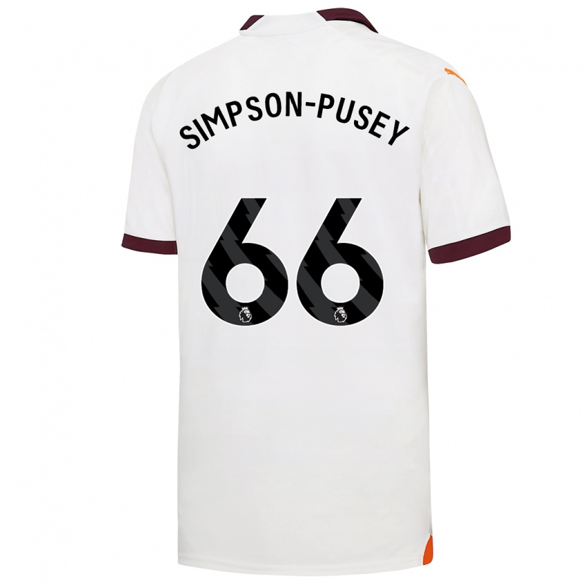 Kandiny Hombre Camiseta Jahmai Simpson-Pusey #66 Blanco 2ª Equipación 2023/24 La Camisa Chile