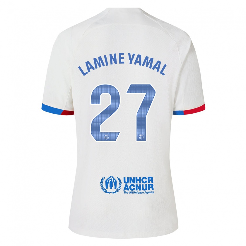 Kandiny Hombre Camiseta Lamine Yamal #27 Blanco 2ª Equipación 2023/24 La Camisa Chile