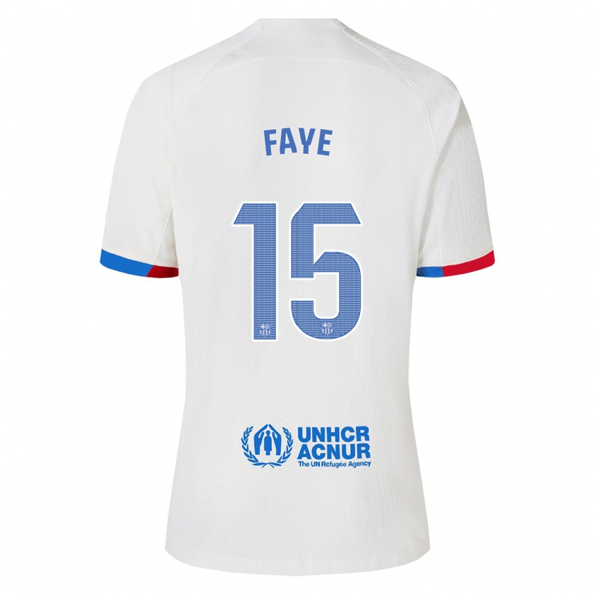 Kandiny Hombre Camiseta Mikayil Faye #15 Blanco 2ª Equipación 2023/24 La Camisa Chile