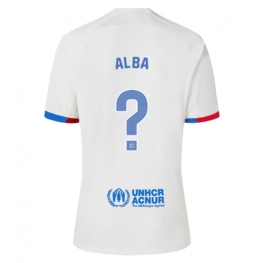 Kandiny Hombre Camiseta Javi Alba #0 Blanco 2ª Equipación 2023/24 La Camisa Chile