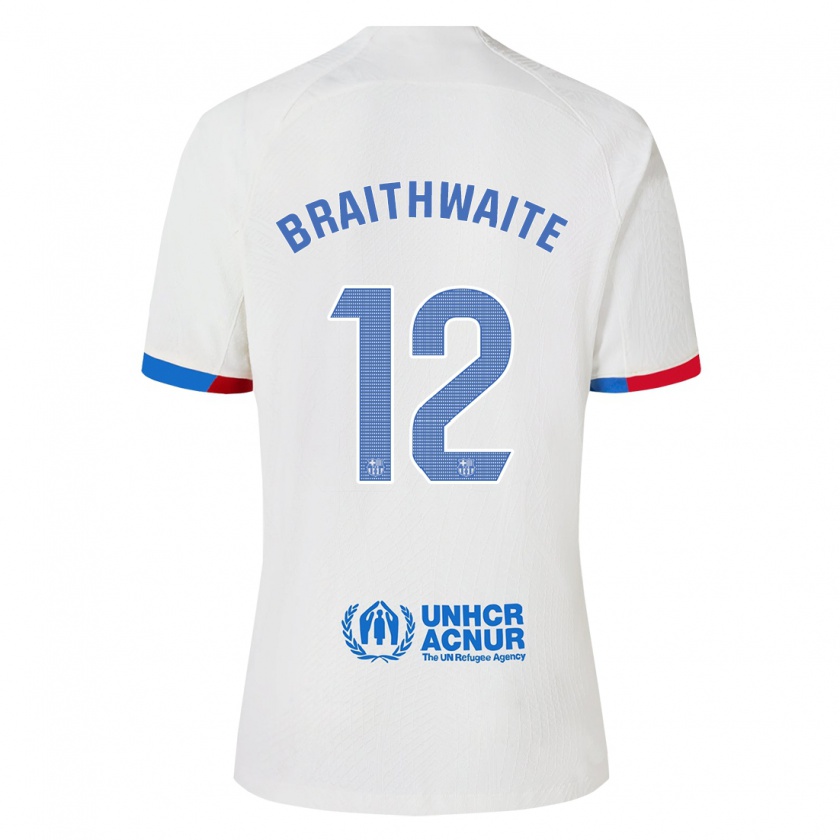 Kandiny Hombre Camiseta Martin Braithwaite #12 Blanco 2ª Equipación 2023/24 La Camisa Chile