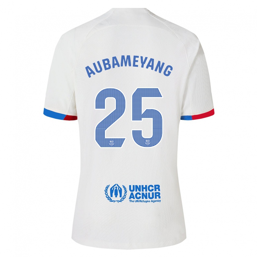 Kandiny Hombre Camiseta Pierre Emerick Aubameyang #25 Blanco 2ª Equipación 2023/24 La Camisa Chile