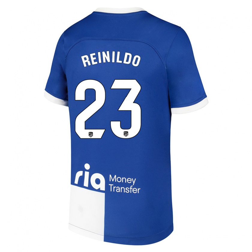 Kandiny Hombre Camiseta Reinildo Mandava #23 Azul Blanco 2ª Equipación 2023/24 La Camisa Chile