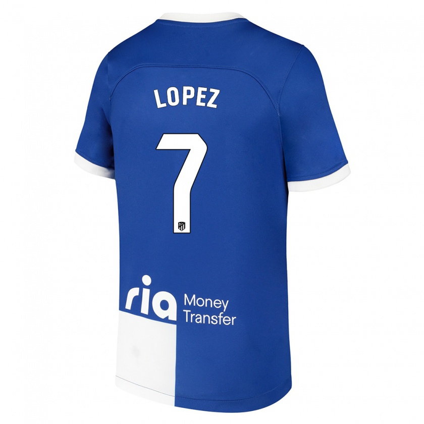 Kandiny Hombre Camiseta Maitane Lopez #7 Azul Blanco 2ª Equipación 2023/24 La Camisa Chile