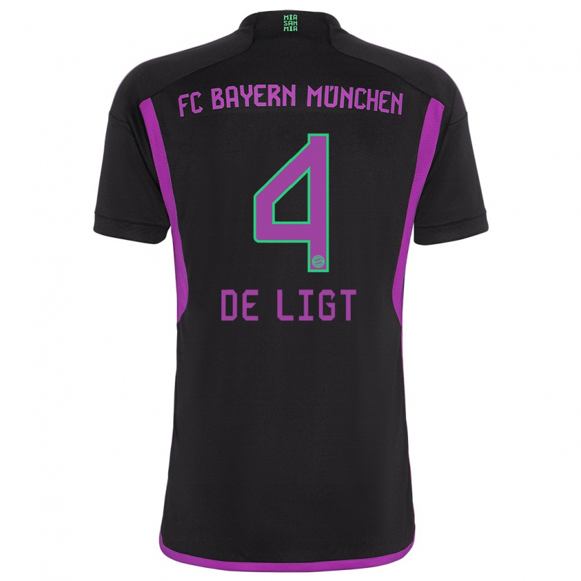 Kandiny Hombre Camiseta Matthijs De Ligt #4 Negro 2ª Equipación 2023/24 La Camisa Chile