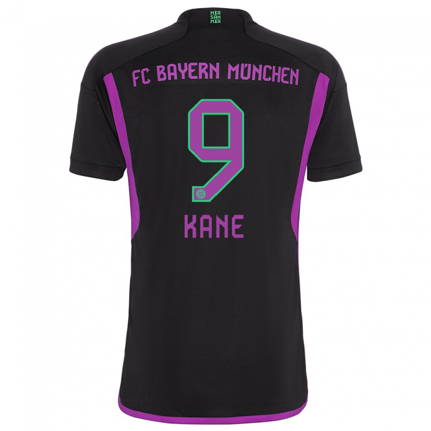 Kandiny Hombre Camiseta Harry Kane #9 Negro 2ª Equipación 2023/24 La Camisa Chile