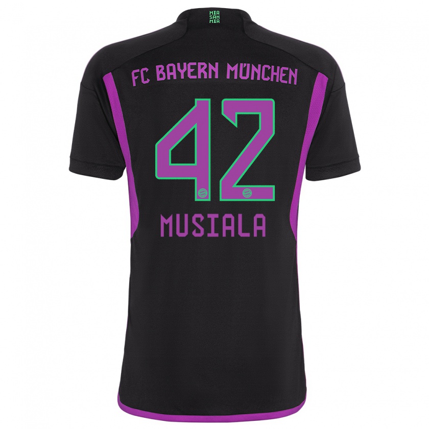 Kandiny Hombre Camiseta Jamal Musiala #42 Negro 2ª Equipación 2023/24 La Camisa Chile