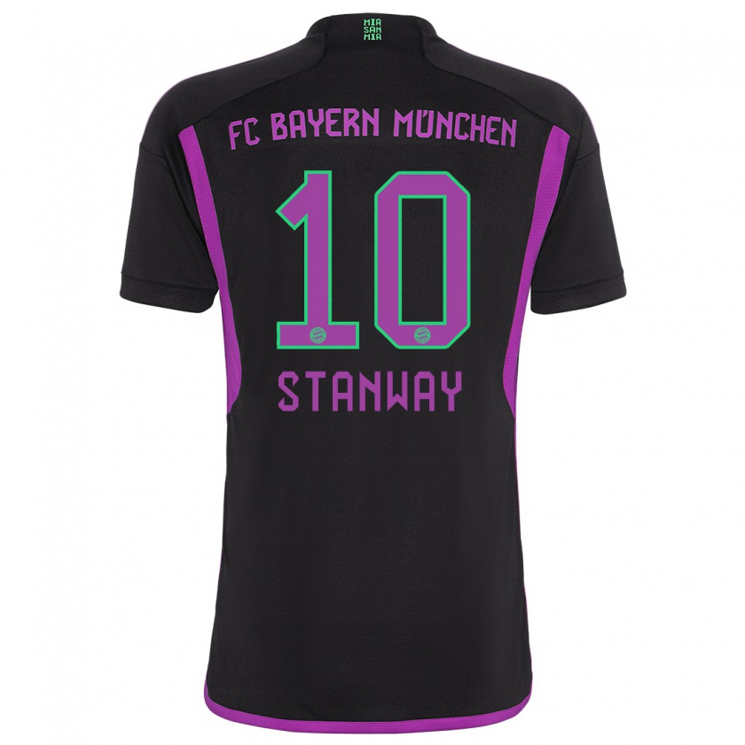 Kandiny Hombre Camiseta Georgia Stanway #10 Negro 2ª Equipación 2023/24 La Camisa Chile