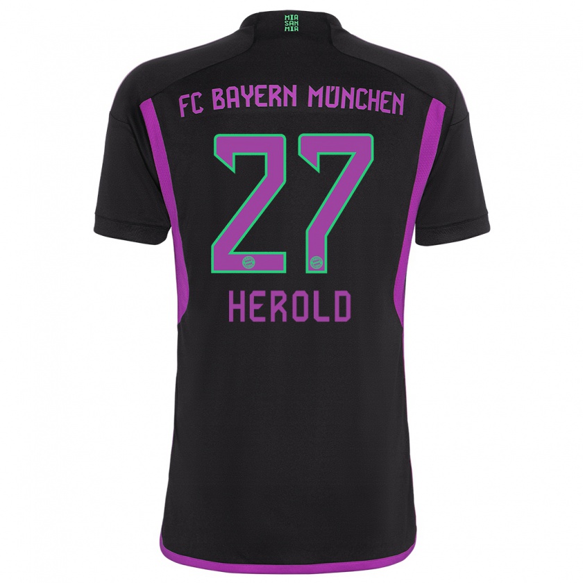 Kandiny Hombre Camiseta David Herold #27 Negro 2ª Equipación 2023/24 La Camisa Chile