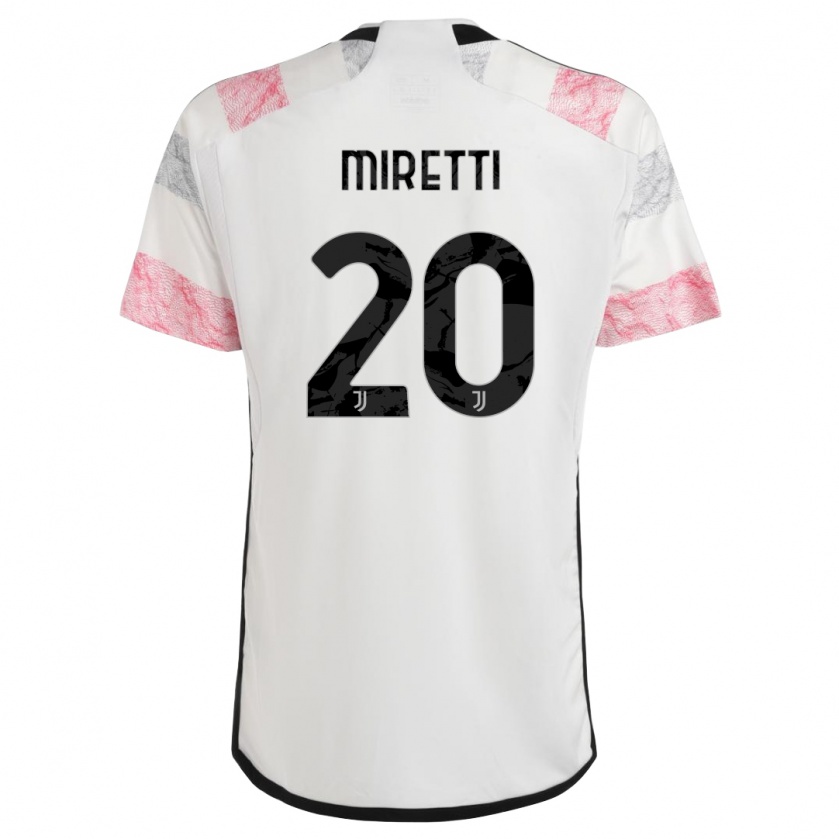 Kandiny Hombre Camiseta Fabio Miretti #20 Blanco Rosa 2ª Equipación 2023/24 La Camisa Chile