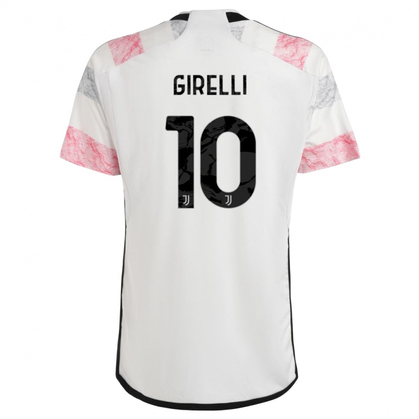Kandiny Hombre Camiseta Cristiana Girelli #10 Blanco Rosa 2ª Equipación 2023/24 La Camisa Chile