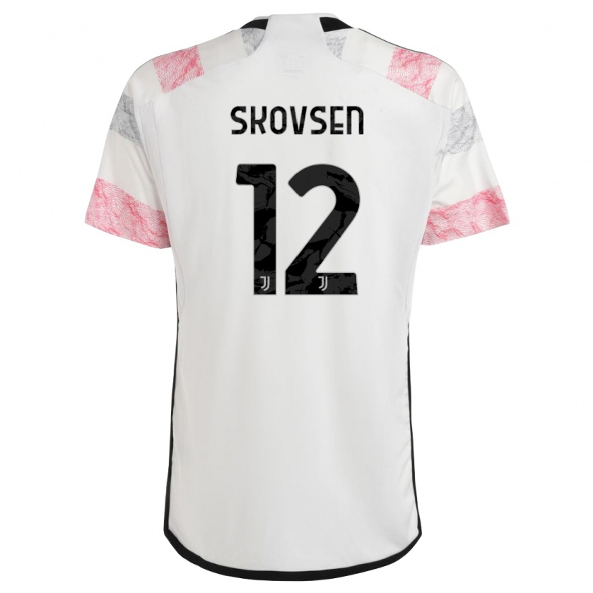 Kandiny Hombre Camiseta Matilde Lundorf Skovsen #12 Blanco Rosa 2ª Equipación 2023/24 La Camisa Chile