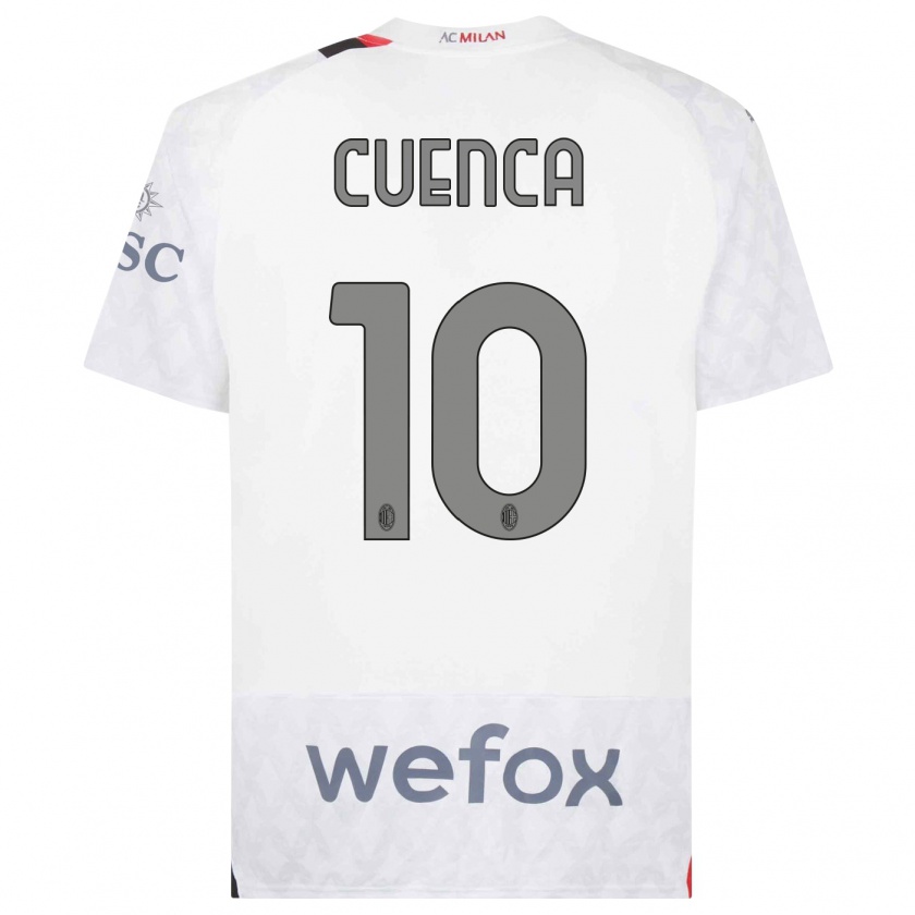 Kandiny Hombre Camiseta Hugo Cuenca #10 Blanco 2ª Equipación 2023/24 La Camisa Chile