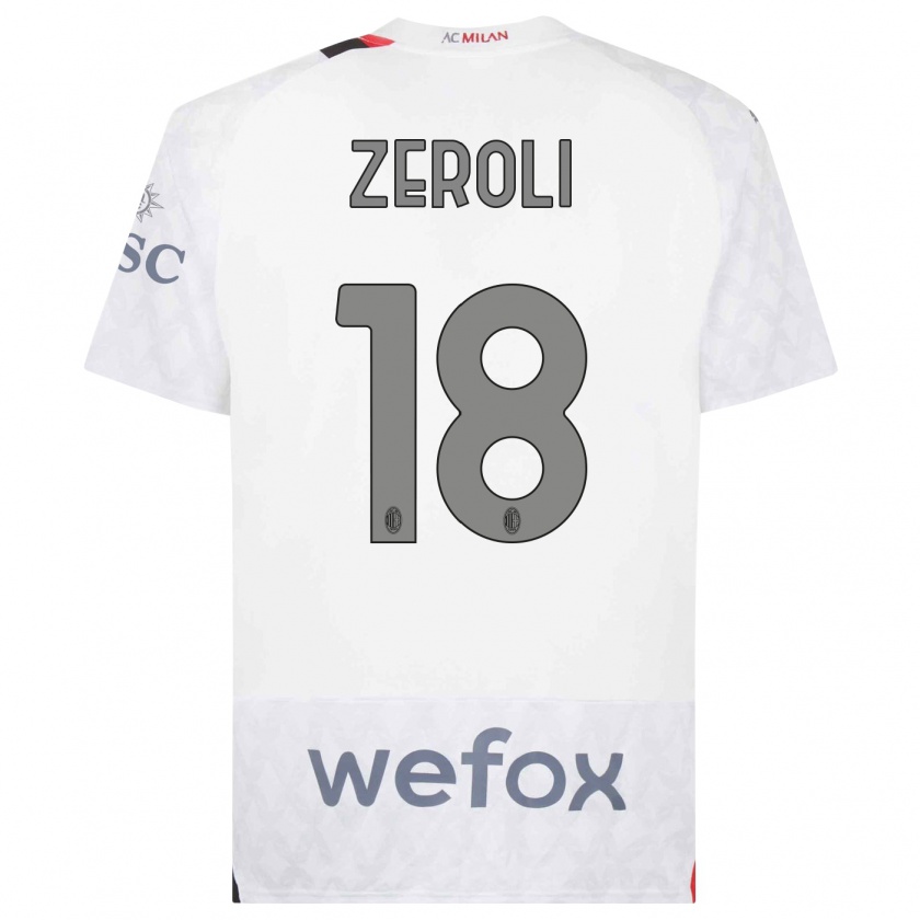 Kandiny Hombre Camiseta Kevin Zeroli #18 Blanco 2ª Equipación 2023/24 La Camisa Chile