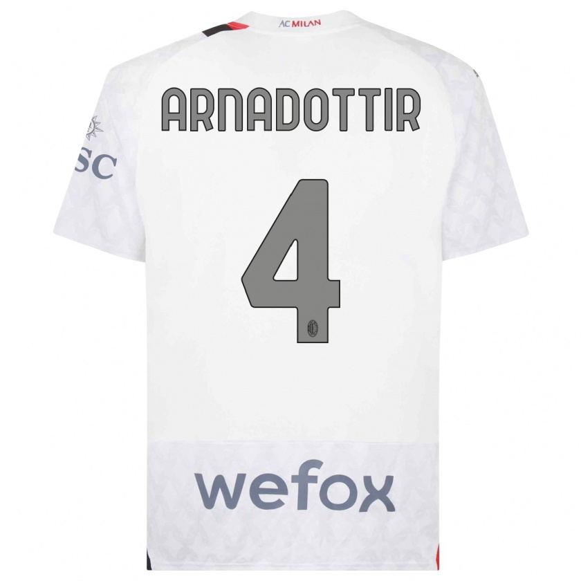Kandiny Hombre Camiseta Guony Arnadottir #4 Blanco 2ª Equipación 2023/24 La Camisa Chile