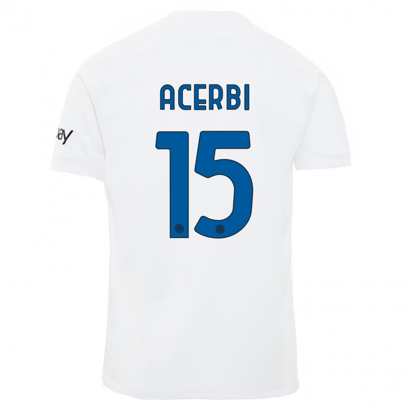 Kandiny Hombre Camiseta Francesco Acerbi #15 Blanco 2ª Equipación 2023/24 La Camisa Chile