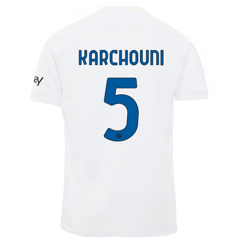 Kandiny Hombre Camiseta Ghoutia Karchouni #5 Blanco 2ª Equipación 2023/24 La Camisa Chile