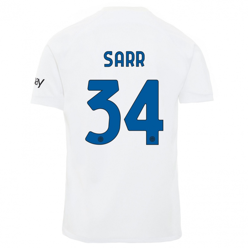 Kandiny Hombre Camiseta Amadou Sarr #34 Blanco 2ª Equipación 2023/24 La Camisa Chile
