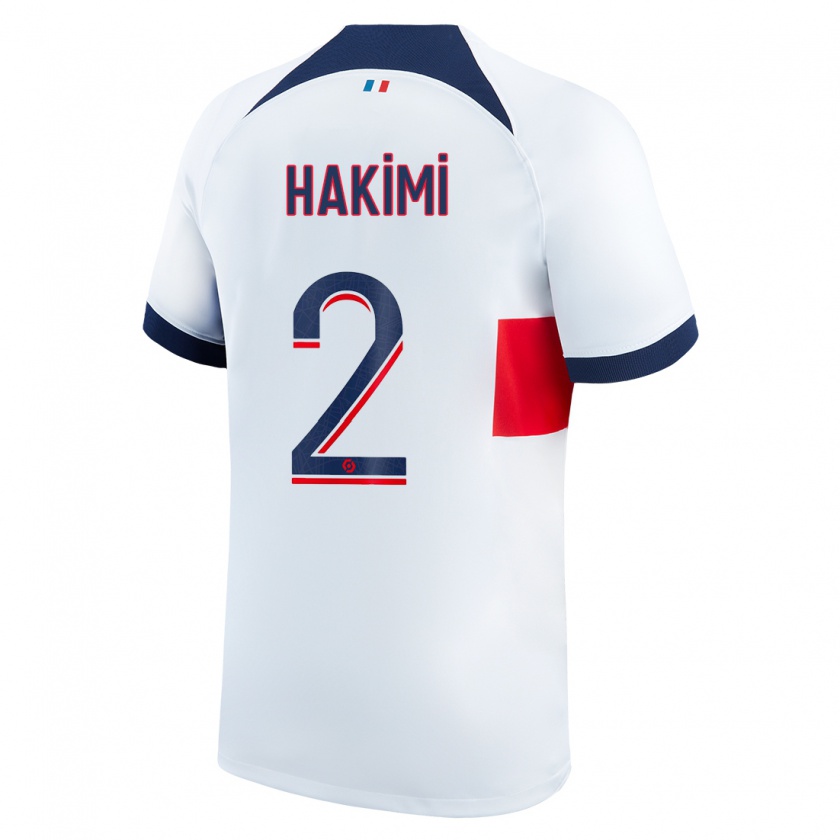 Kandiny Hombre Camiseta Achraf Hakimi #2 Blanco 2ª Equipación 2023/24 La Camisa Chile