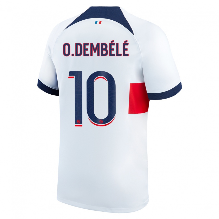 Kandiny Hombre Camiseta Ousmane Dembélé #10 Blanco 2ª Equipación 2023/24 La Camisa Chile