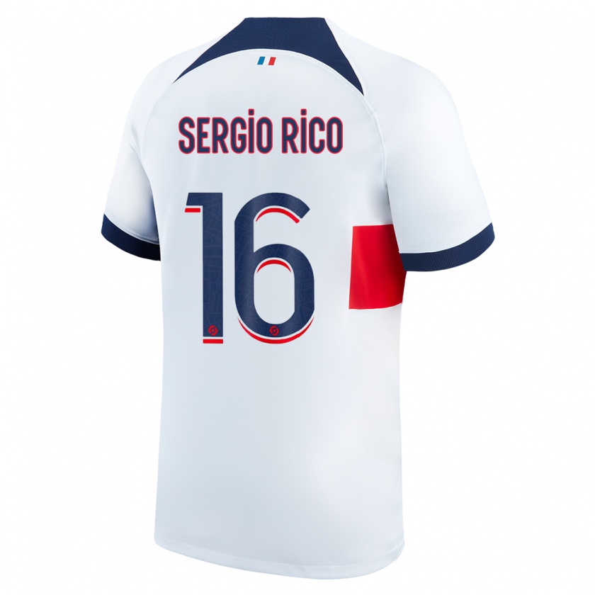 Kandiny Hombre Camiseta Sergio Rico #16 Blanco 2ª Equipación 2023/24 La Camisa Chile