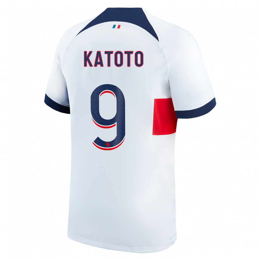 Kandiny Hombre Camiseta Marie-Antoinette Katoto #9 Blanco 2ª Equipación 2023/24 La Camisa Chile