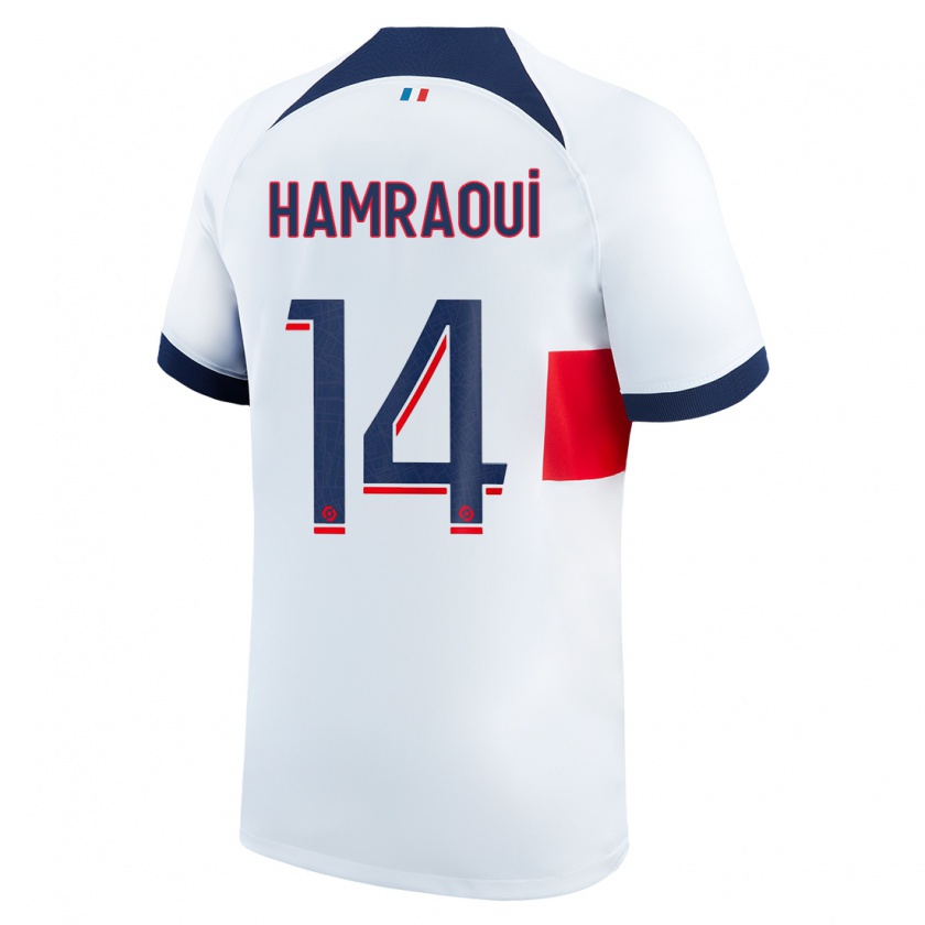 Kandiny Hombre Camiseta Kheira Hamraoui #14 Blanco 2ª Equipación 2023/24 La Camisa Chile
