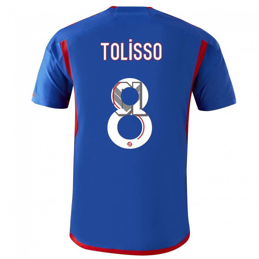 Kandiny Hombre Camiseta Corentin Tolisso #8 Azul Rojo 2ª Equipación 2023/24 La Camisa Chile