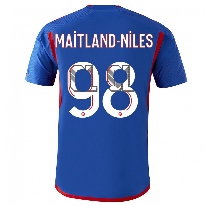 Kandiny Hombre Camiseta Ainsley Maitland-Niles #98 Azul Rojo 2ª Equipación 2023/24 La Camisa Chile