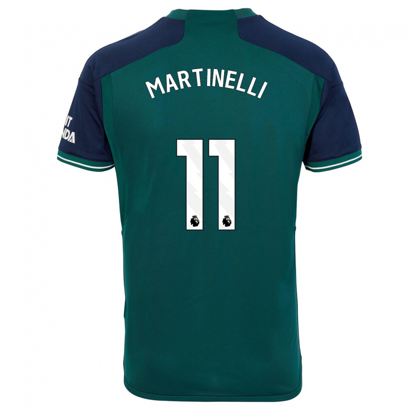Kandiny Hombre Camiseta Gabriel Martinelli #11 Verde Equipación Tercera 2023/24 La Camisa Chile